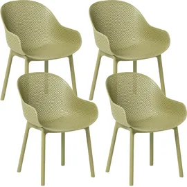 Beliani Gartenstuhl Kunststoff Olivgrün 4er Set