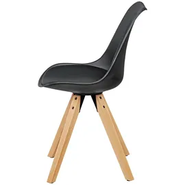 KADIMA DESIGN 2er Set Retro Esszimmerstuhl LIMA schwarz Polsterstuhl Skandinavisch Rückenlehne, Küchenstuhl Kunstleder