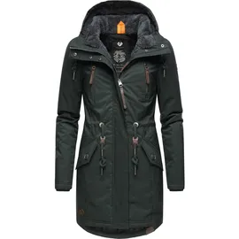 Ragwear Damen, Wintermantel warm gefütterter Parka lang wasserdicht mit Kapuze Elsie Melange Dark Green Gr. 3XL - 3XL