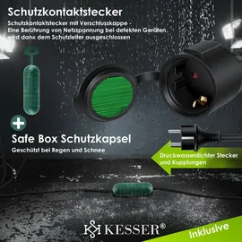 Kesser KESSER® Verlängerungskabel mit Schutzkappe Outdoor - für Innenbereich Außenbereich - Verlängerung Stromkabel – 230 V IP44 - Schutzkontakt Baustellenkabel Schutzkontaktstecker