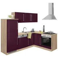 kochstation Winkelküche L-Form KS-Samos 230 cm lila