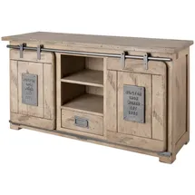 Massivmoebel24 Sideboard 128 x 70 x 45 cm Beige / Braun