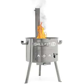 Grillpeter Utschak Edelstahl 2mm mit Rauchrohr Timur und Kazan 16L Silber