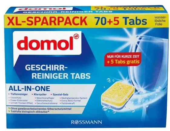 domol XL-Sparpack Geschirr-Reiniger Tabs »All-In-One« - 70 Stück