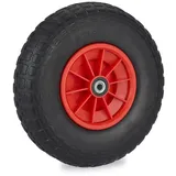Relaxdays Schubkarrenrad 4.00-6, Vollgummi, Kunststofffelge, Ersatzrad Schubkarre, pannensicher, bis 100 kg, schwarz/rot