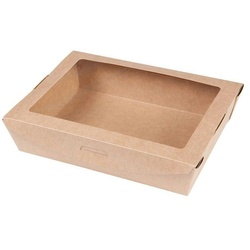 greenbox - Karton-Schachteln, PLA-Fenster, 1100 ml, braun, bio-beschichtet, 300 St.