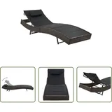 The Living Store Sonnenliege Poly Rattan Und Textilene Braun - Sonnenliege - Gartenliege - Rattan Liege - Outdoor Möbel - Poolliege