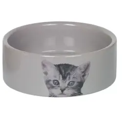 NOBBY Katzen Keramik Napf "Cute", grau, Ø 12 x 4,5 cm