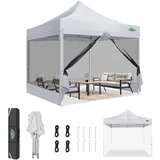 COBIZI Pavillon 3x3,Faltpavillon 3x3 Wasserdicht Stabil,Pavillon Faltbar Anti-UV mit Mesh-Seitenwände,Pavillion für Camping Events, Partyzelt Gartenzelt mit Tragetasche(3 mal 3m Weiss)