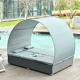 Poly Rattan Doppelliege Sonnenliege Für 2 Personen Mit Sonnendach Stahl