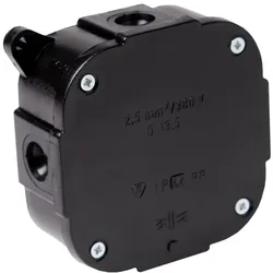 Abzweigkasten Aufputz-Feuchtraum 074-05 Verbindungsdose ohne Klemmen Abzweigdose schwarz 88x88x40 mm Viplast 3955