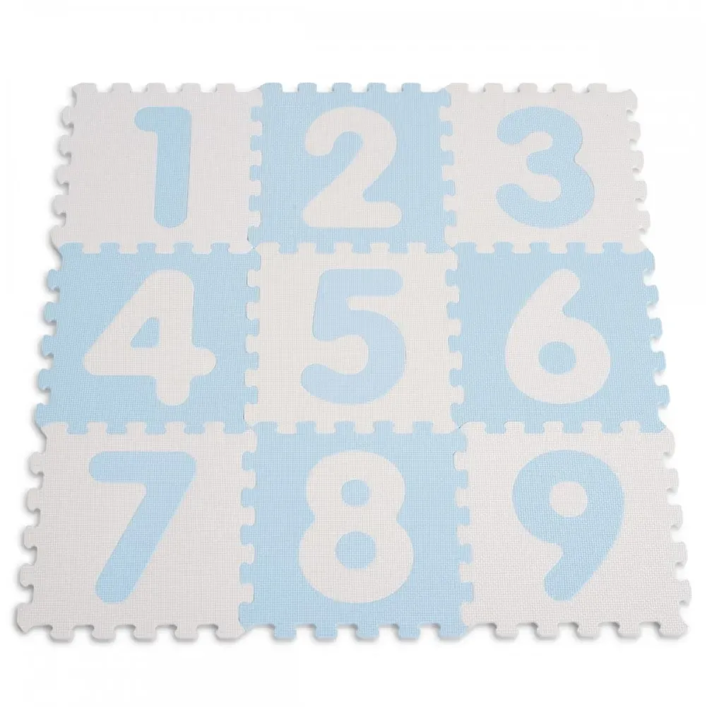 Moni Puzzlematte 9-teilig Zahlen 1001B3 Puzzleteppich Teilegröße 32 x 32 cm blau