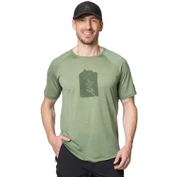 Odlo Wander-/Freizeit Tshirt Ascent Performance Wool 130 mit Trailprint (Merinowolle) grün Herren