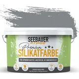 SEEBAUER diy Silikatfarbe Grau 10L für Innen (No. 238 Graphite Grey) Atmungsaktive Mineralfarbe für Allergiker - Abwaschbare Wandfarbe - Grautöne hohe Deckkraft