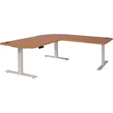MCW Eck-Schreibtisch MCW-D40, Computertisch elektrisch höhenverstellbar 178x178cm 84kg MVG ~ Eiche-Dekor, weiß