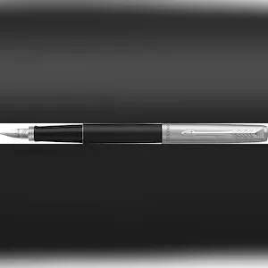 Parker Füllhalter Jotter Edelstahl C.C., schwarz, Linienbreite Medium, Zierteile Edelstahl Chromfarben und poliert, Schaft Edelstahl und geschliffen