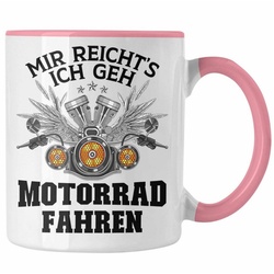 Trendation Tasse Trendation – Motorradfahrer Geschenk für Männer Motorrad Tasse mit Spruch Kaffeetasse für Biker Herren rosa
