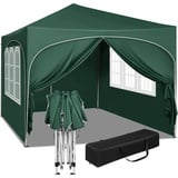 Woltu Pavillon, Faltpavillon 3x3 m, mit 4 Seitenwänden, Partyzelt wasserabweisend UV-Schutz 50+, höhenverstellbarer Gartenpavillon, mit Tragetasche, für Outdoor Garten Camping Grün