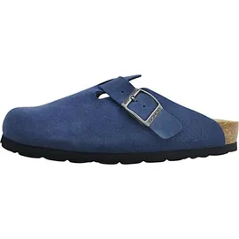 ROHDE Damen Pantolette aus Velourleder mit Tieffußbett Alba 6071, Größe:39 EU, Farbe:Blau - 39