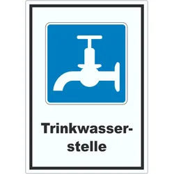 Trinkwasser Symbol und Text Aufkleber A3 (297x420mm)