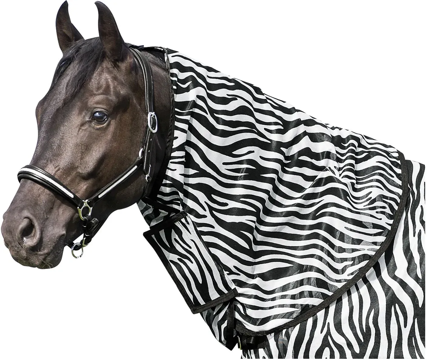 Horse-friends Halsteil zur Fliegendecke mit Zebra-Muster zebra L 155/165 cm)