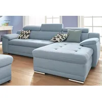 Ecksofa SIT & MORE "Top Andiamo L-Form" Sofas Gr. B/H/T: 270cm x 93cm x 165cm, Struktur, Recamiere rechts, ohne Bettfunktion, blau (hellblau) wahlweise mit Bettfunktion, inklusive Kopfteilverstellung