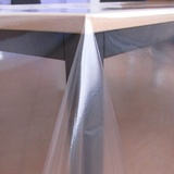 KEVKUS Tischfolie Tischdecke glasklar durchsichtig transparent 0,1 mm wählbar in eckig rund oval (Rand: Schnittkante (ohne Einfassung), 140 x 400 cm eckig)