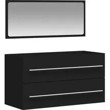 vidaXL Badschrank mit Spiegel Schwarz Holzwerkstoff