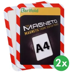 Selbstklebende Tasche A4, 2 Stk., nicht permanent, rot-weiß