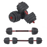 wuuhoo® Kurzhantelset Arni, 2er Set Hantel 27mm, Kurzhantel & Langhantel mit Gewichten 10kg bis 40kg, extra Lange Verbindungsstange - Fitnessgerät aus Kunststoff für Zuhause 40 kg (schwarz)