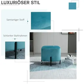 Homcom Fußhocker gepolstert Kunststoff 44,5 x 41,5 x 44,5 cm Türkis