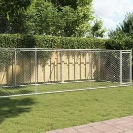 vidaXL Hundezwinger mit Tür 800 x 200 x 150 cm Stahl Grau