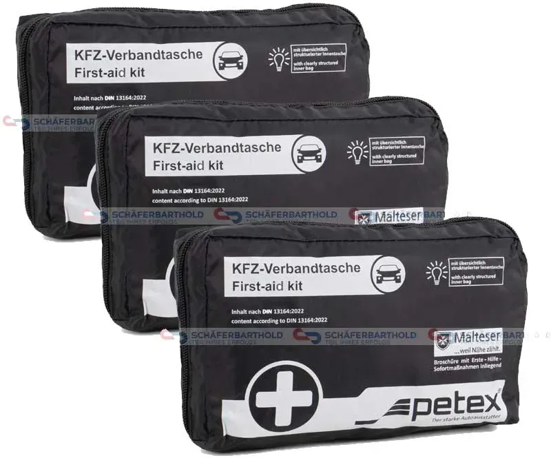 3x Verbandtasche Verbandstasche Erste-Hilfe Verbandskasten PKW DIN13164 SCHWARZ