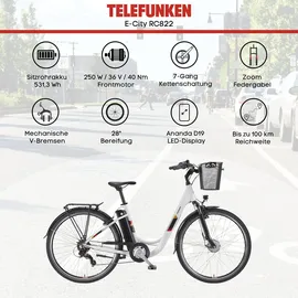 Telefunken Multitalent RC822 28 Zoll RH 48 cm weiß inkl. Fahrradkorb