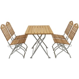 DEGAMO Kurgarten - Garnitur BAD TÖLZ 5-teilig (4x Stuhl, 1x Tisch 70x110cm), Flachstahl verzinkt + Robinie, klappbar