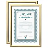 Ideal Trend 2er 3er 5er 10er Pack Dokument Bilderrahmen 21x29,7 DIN A4 Urkunde Foto Rahmen: Farbe: 2er Pack Gold