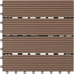 TECTAKE Set Terrassenfliesen Tegulas, WPC in Holzoptik - braun, 11er Set