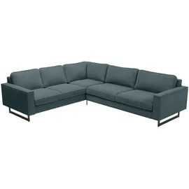 PLACES OF STYLE Ecksofa »Pinto, XXL, 250/290 cm, langer Schenkel, Ottomane«, Cord, Chenille, Lederoptik, mit Keder, Metallfüße, Wellenunterfederung