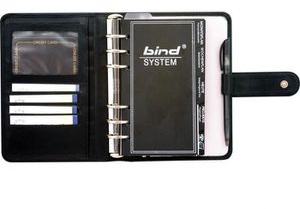 Bind Systemplaner T-1, schwarz, Echt Leder, A6