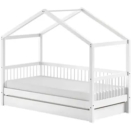 Vipack Hausbett 90 x 200 cm Buche massiv weiß lackiert