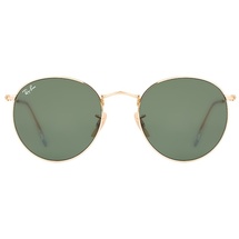 Ray Ban Round Flat Lenses RB3447N 001 53-21 shiny gold/classic green