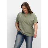 sheego Tunika Große Größen mit Hemdkragen und V-Ausschnitt grün 52