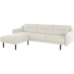 Ecksofa ANDAS "Nordfyn L-Form", beige (elfenbein), B:239cm H:81cm T:166cm, Struktur weich (100% Polyester), Luxus-Microfaser Lederoptik (100% Polyester), 100% NaturLEDER, Sofas, edles Design in 3 Bezugsqualitäten, Design by Morten Georgsen