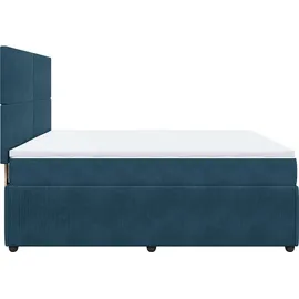 vidaXL Boxspringbett mit Matratze Blau 180x200 cm Samt