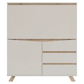 byLIVING Sekretär Valentin, Kaschmir Beige/Eiche, 3 Schubladen