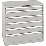 Schubladenschrank H1000xB1023xT725mm grau 1x100,4x150,1x200mm Vollauszug,KeyLock