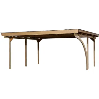 Weka Doppelcarport 616 A 5,00 x 5,00 m braun inkl. Einfahrtsbogen