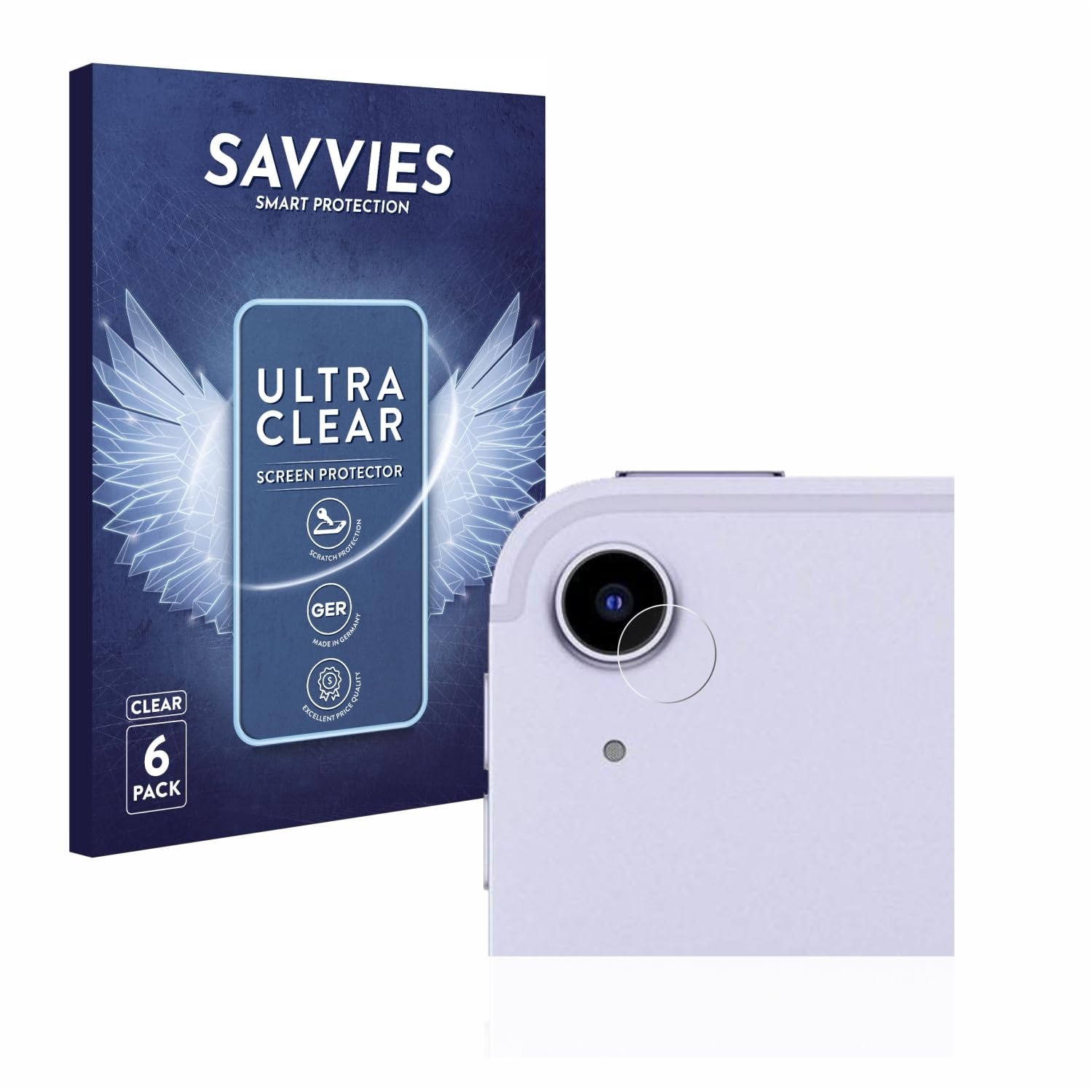 Savvies 6 Stück Schutzfolie für Apple iPad Air 5 WiFi 2022 (NUR Kameraschutz, 5. Gen.) Displayschutz-Folie Ultra-Transparent