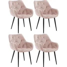 CLP Esszimmerstuhl Tanna Samt pink 4er Set