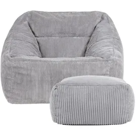 I.C.O.N. icon Sitzsack, Hellgrau, Textil, 340 L, 1-Sitzer, Freiform, 97x73x84 cm, Hergestellt in Deutschland, Oeko-Tex® Standard 100, Reach, Wohnzimmer, Hocker, Sitzsäcke, XXL Sitzsäcke